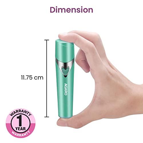 AGARO AGARO Facial Hair Remover MHR100 for Women, Flawless Electric Painless Hair Remover with 3D Floating Head, Precision Smooth Finish for Upper Lip, Chin & Cheeks, Eyebrow, Ideal for On-the-Go, Green