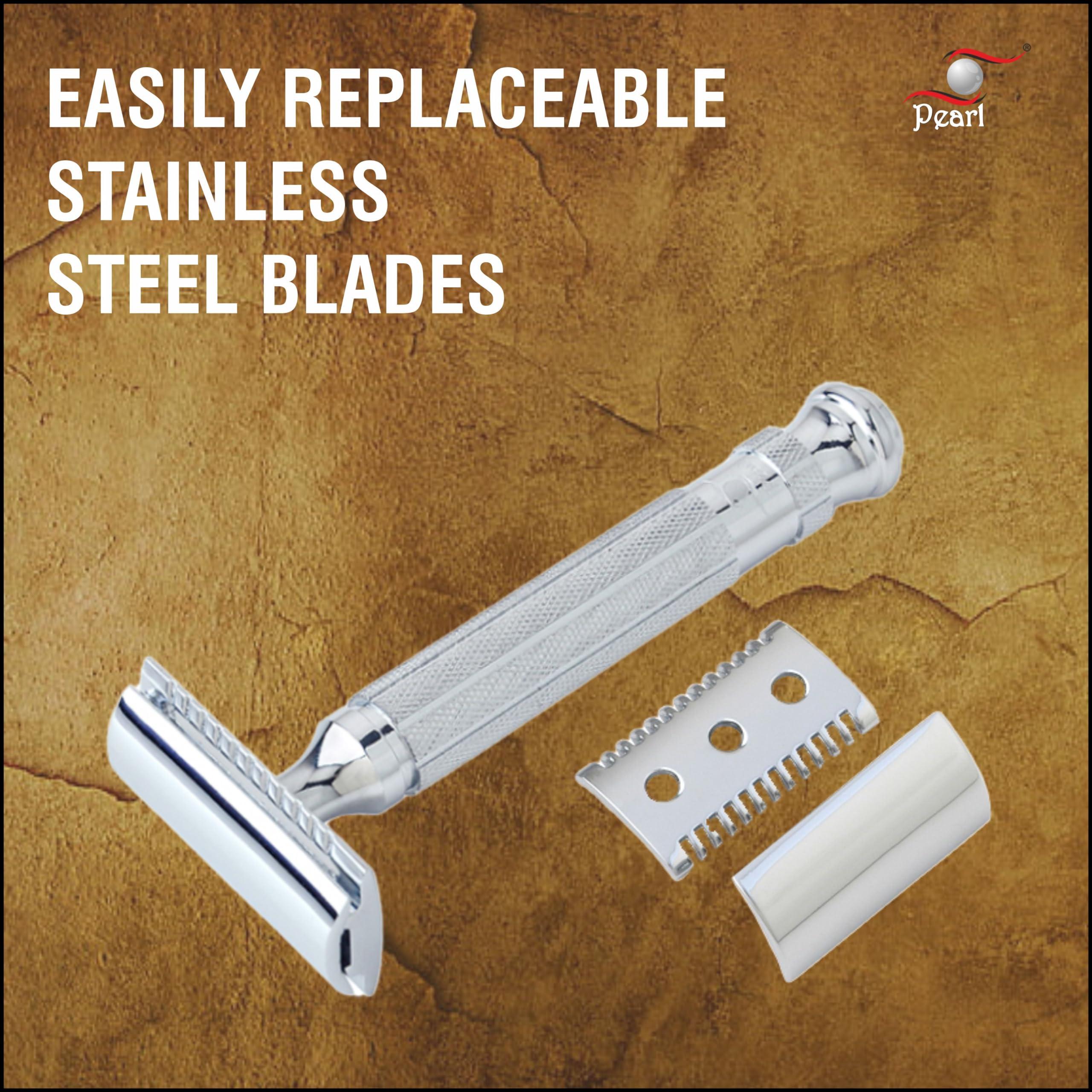 PEARL PEARL Men Shaving Double Edge Safety Razor L-55 (Close Comb+Open Comb,Chrome)
