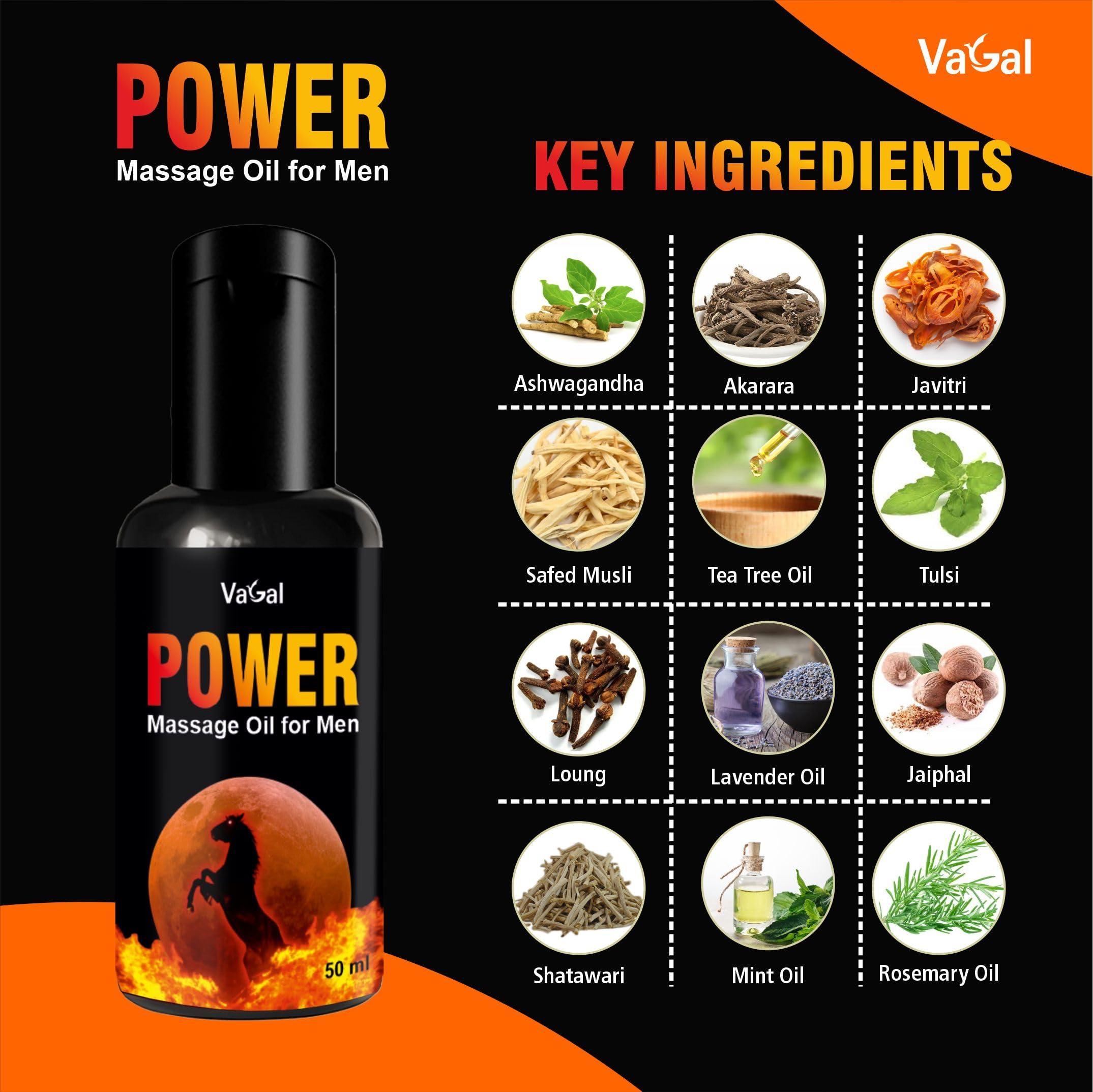 VAGAL Vagal Horse Power Oil for Men Massage Oil | Ayurvedic Massage Oil for Men | Help Restores Energy & Hardens the Relaxing Muscles | 50ml