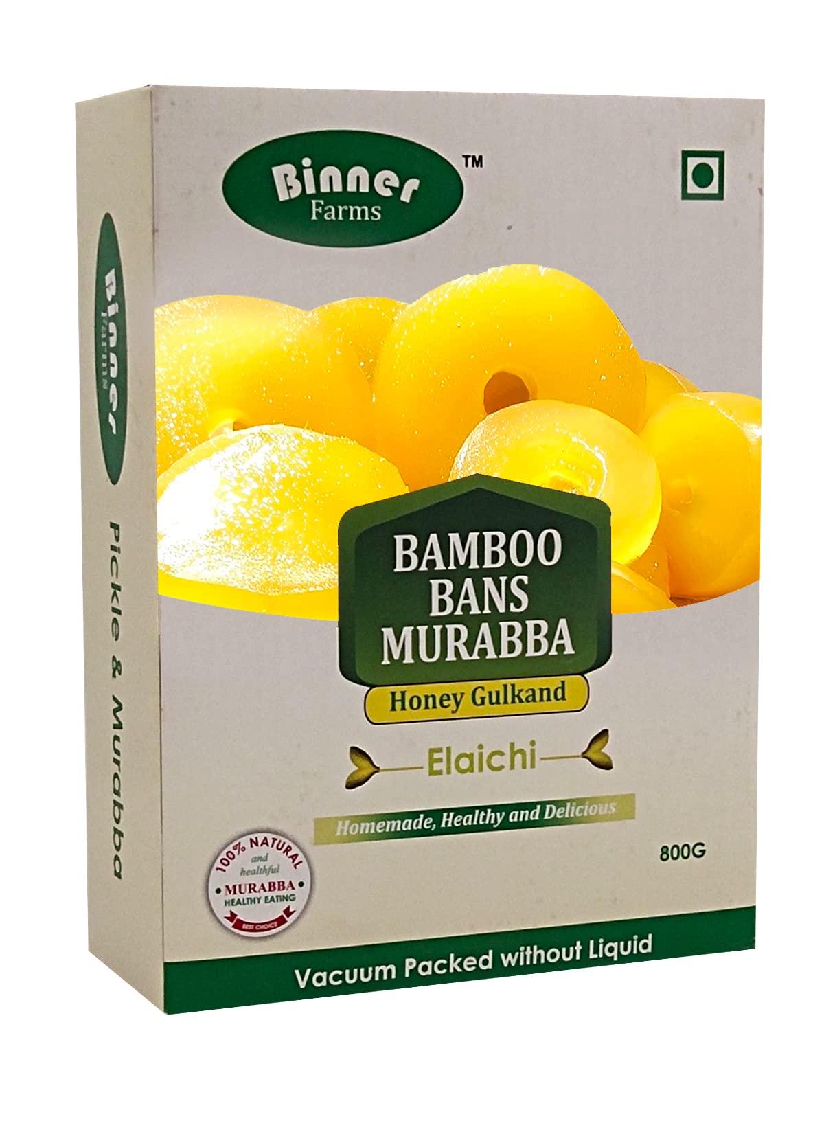 BINNER FARMS BINNER FARMS Homemade Amla, Apple, Bael, Bamboo/Bans and Behi/Quince Murabba (Seedless) with Honey Gulkand Flavor of ELAICHI VACCUME PACKED WITHOUT LIQUID- 800G Each(Total 4000G)