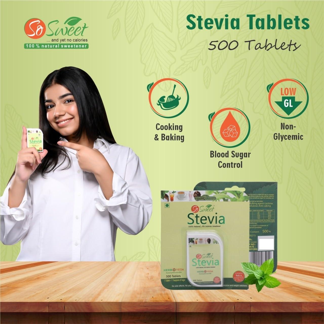 So sweet So Sweet Stevia 500 Tablet Sugar Free Natural Zero Calorie Sweetener (Pack of 10)
