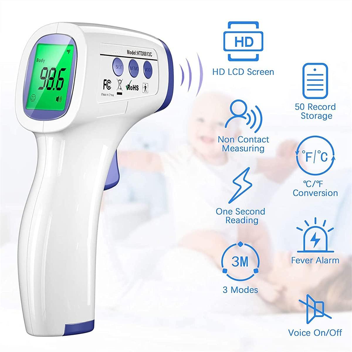 DR VAKU DR VAKU Swadesi Non-Contact Infrared Digital Temperature Gun, No Touch Forehead Thermometer for Baby, Readings Resolution Infrared Thermometer, Multi-Purpose, Wide Range [With Free Battery]- White