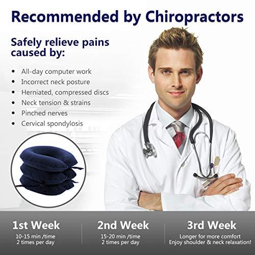 S Inflatable Cervical Neck Traction Device & Collar Brace by Siwei for Instant Neck Pain Relief [FDA Approved] - Adjustable Neck Stretcher Cervical Traction Collar Best for Home Traction Decompression