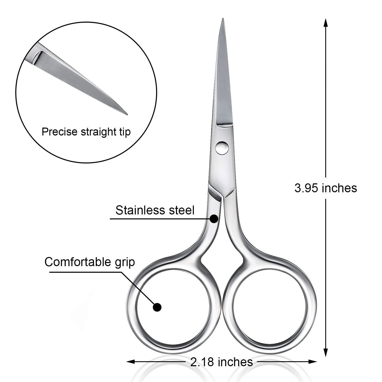 Kira Professional Grooming Scissors for Personal Care Facial Hair Removal and Ear Nose Eyebrow Trimming Stainless Steel Fine Straight Tip Scissors Men
