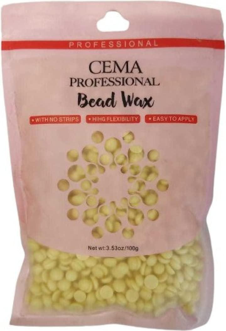 CEMA Cema Hard Wax Beans For Painless Hair Removal, Brazilian Waxing For Face, Eyebrow, Back, Chest, Bikini Areas, Legs At Home (100Gm) white