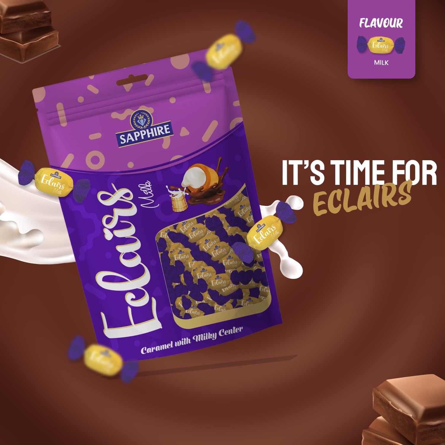 Sapphire Sapphire Eclairs - Creamy Milk Toffee, Caramel with Milky Centre, 800g