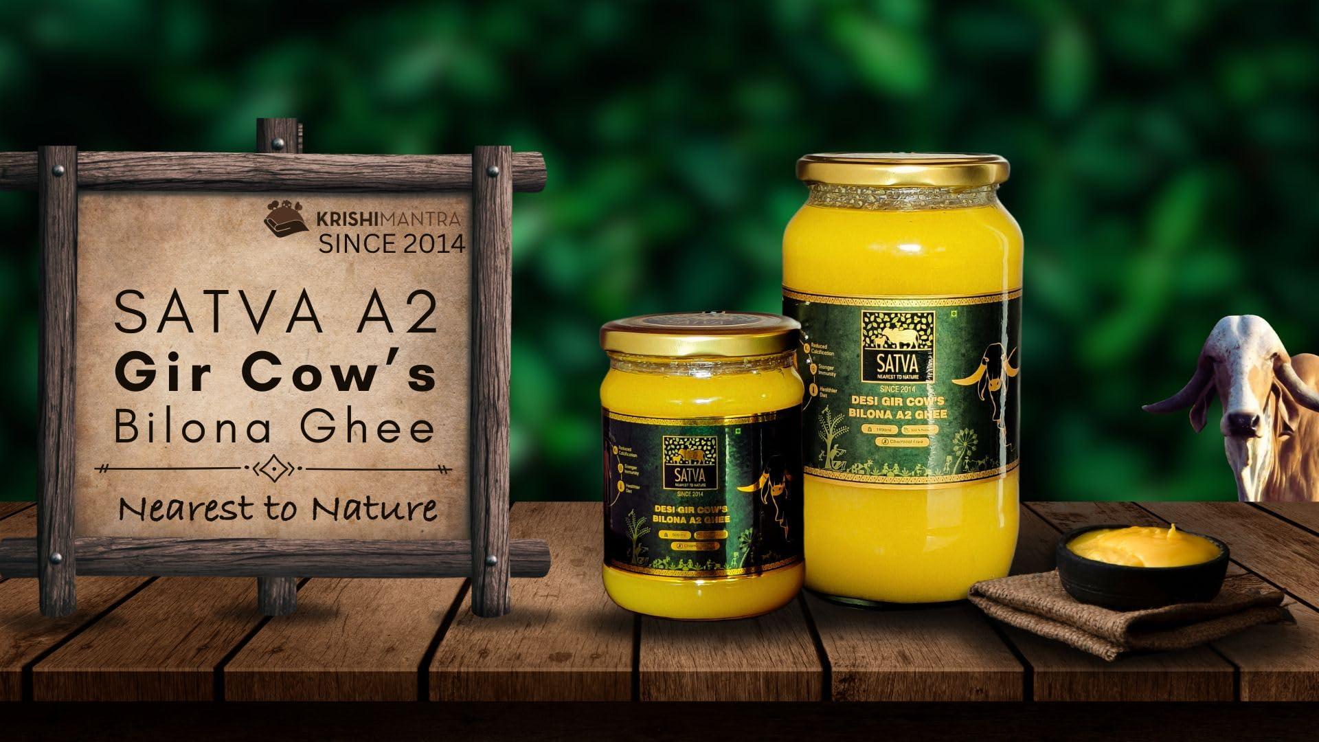 KRISHI MANTRA KRISHI MANTRA A2 BILONA GHEE - 1 Litre Pure Gir Cow\'s A2 Ghee for Immunity, Vitality, and Better Digestion - Rich in A2 Protein and Vitamin K - Experience the Benefits of Traditional Bilona A2 Ghee Today! 1000 ML + 500 ML