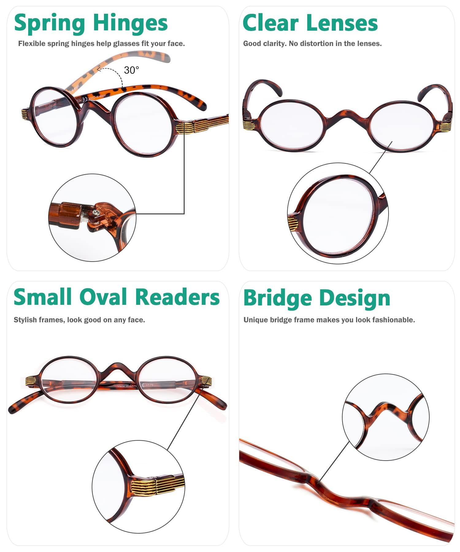 Eyekepper Eyekepper Readers Spring Temple Vintage Mini Small Oval Round Reading Glasses Tortoise +3.0
