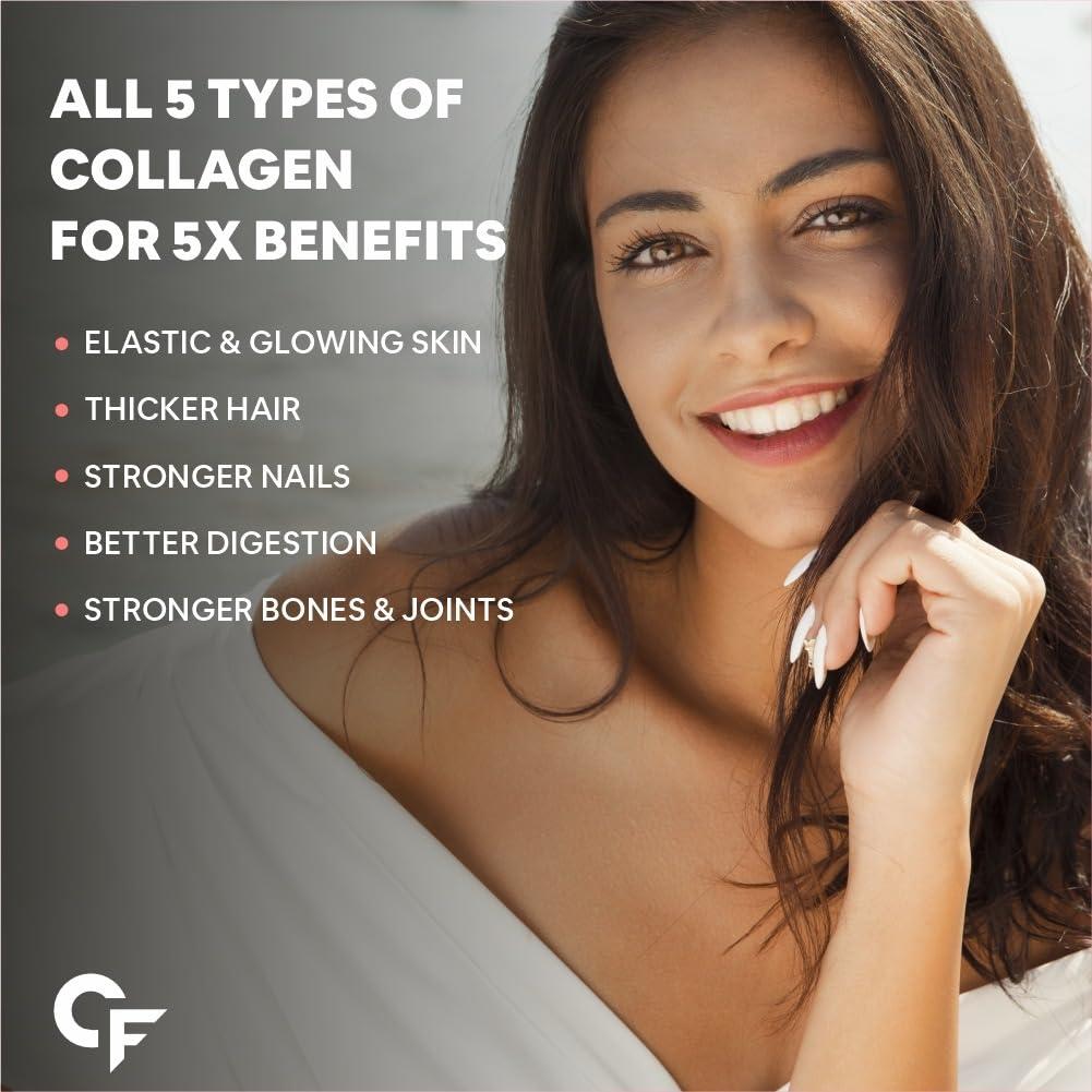 Carbamide Forte Carbamide Forte Hydrolyzed Multi Collagen Powder With Marine Collagen, All 5 Types of Collagen Peptides Included - TYPE I, II, III, V, X Collagen Supplements for Women & Men, Watermelon Flavor - 200g