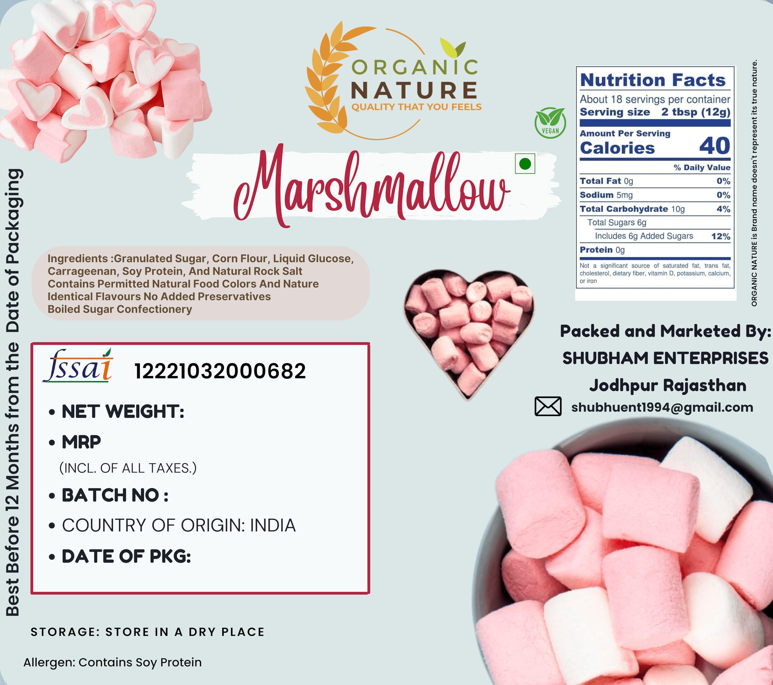 ORGANIC NATURE Organic Nature Combo Pack of Marshmallows Pure Veg 100 Pieces Each Total 200 Pieces Assorted Fruit Flavours Mini Marshmallow Candy Vegan Perfect for Kids and Adults