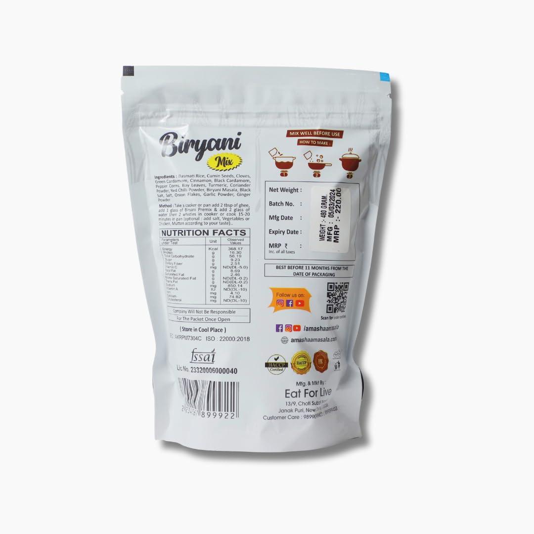 Amashaa Masala Eat for Live... Amashaa Masala Eat for Live... Biryani Mix - 480Gm | Best Premix | Ready To Cook Biryani| Ready To Cook Biryani Mix | Biryani