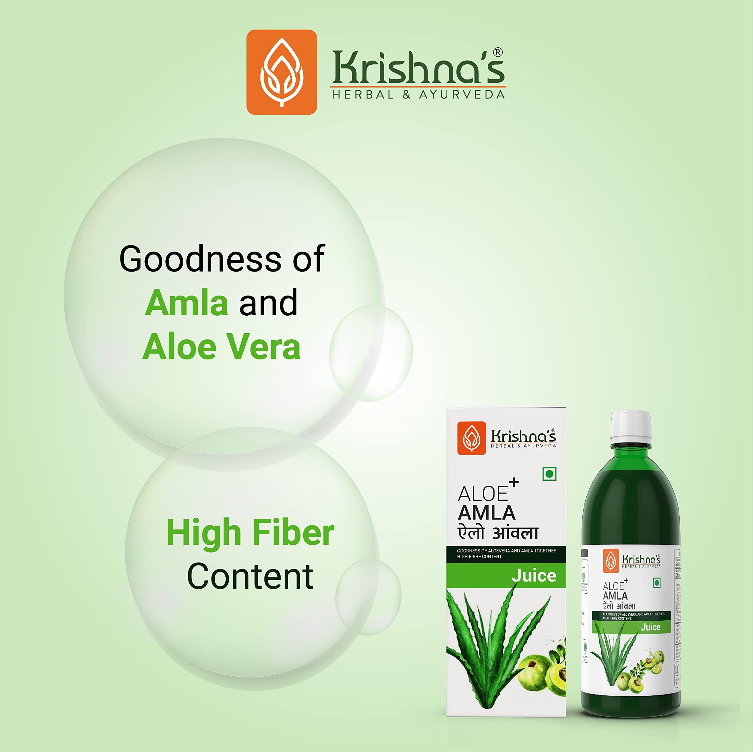 KRISHNA'S HERBAL & AYURVEDA Krishna\'s Aloe Vera Amla Mix Juice - 1000 ml | A Perfect Mix for Healthy Skin