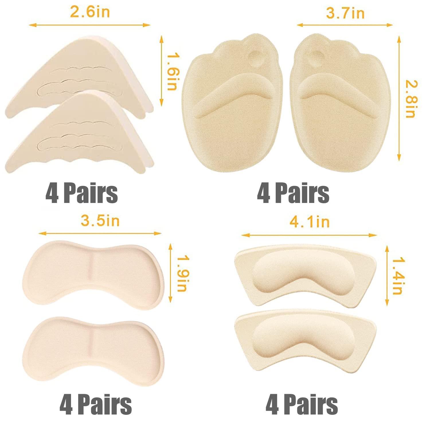 LHHXX33 16 Pairs Shoe Filler Heel Inserts for Women , Shoes Too Big Inserts Heel Pads, Shoe Inserts for Women Includes Heel Cushions for Back of Heel Adjustable Toe Filler Inserts Heel Grips