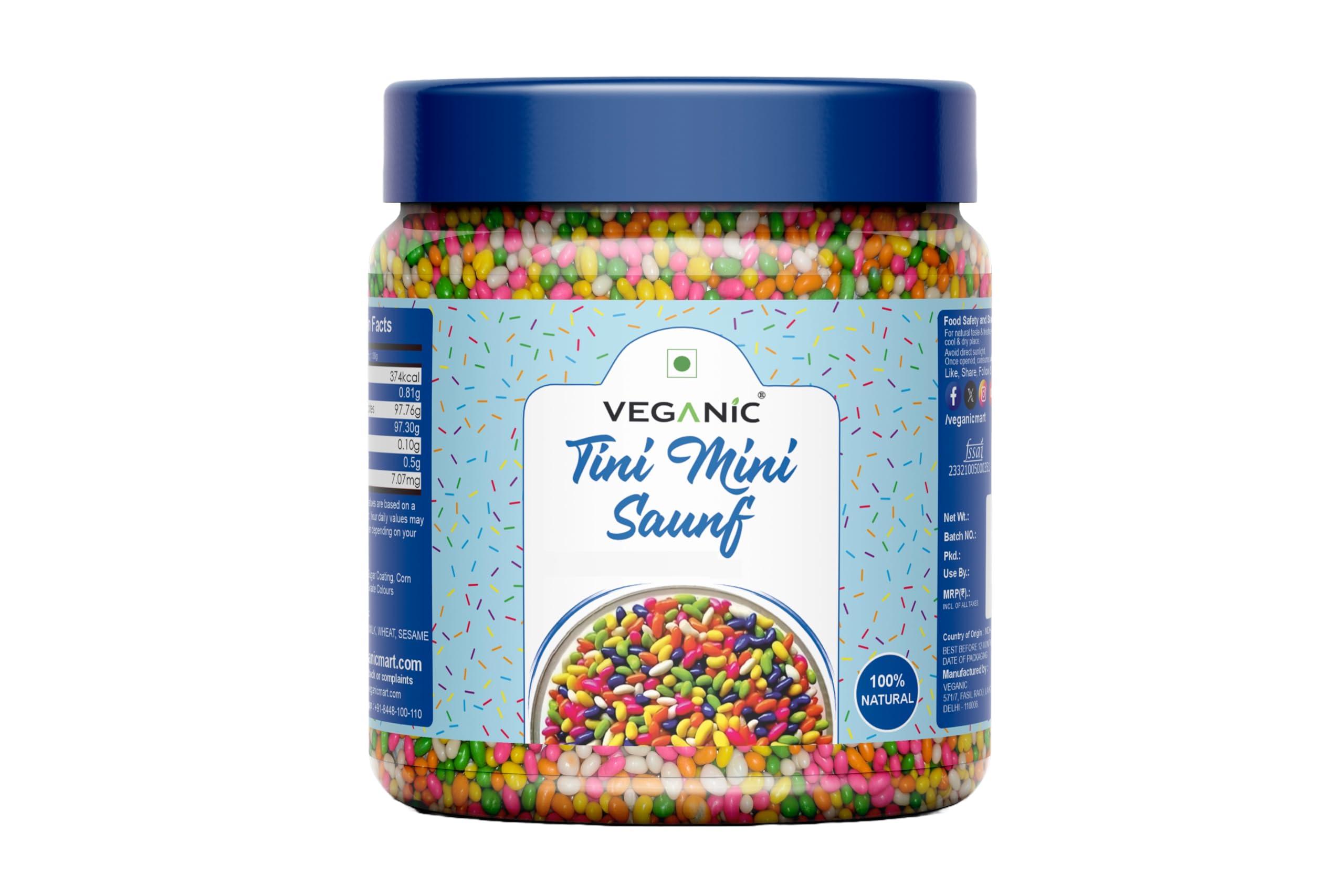 Veganic Veganic Tini Mini Sounf | Sugar Coated Fennel Seed | Variyali Indian Mouth Freshener | Colorful Mini Souf | Fennel Candy | Mukhwas (800g)