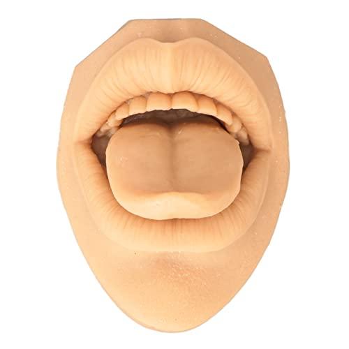 LIANAI Soft Silicone Tongue Model, Mouth Open, Fake Tounge, Flexible Human Tongue Mouth Mold with Teeth, Body Parts for Practicing Piercing Acupuncture Jewelry Display, Simulation Tongue(Skin Color)