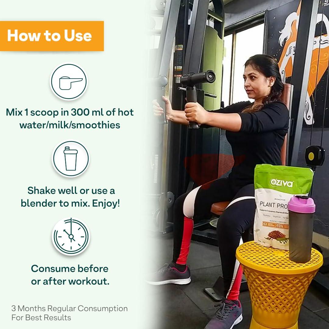 OZiva OZiva Bioactive Plant Protein for Everyday Fitness | 25g Protein - Pea Isolate | Complete Plant Protein Powder | No Added Sugar, Certified Clean & Vegan (Mango, 1kg + Shaker)