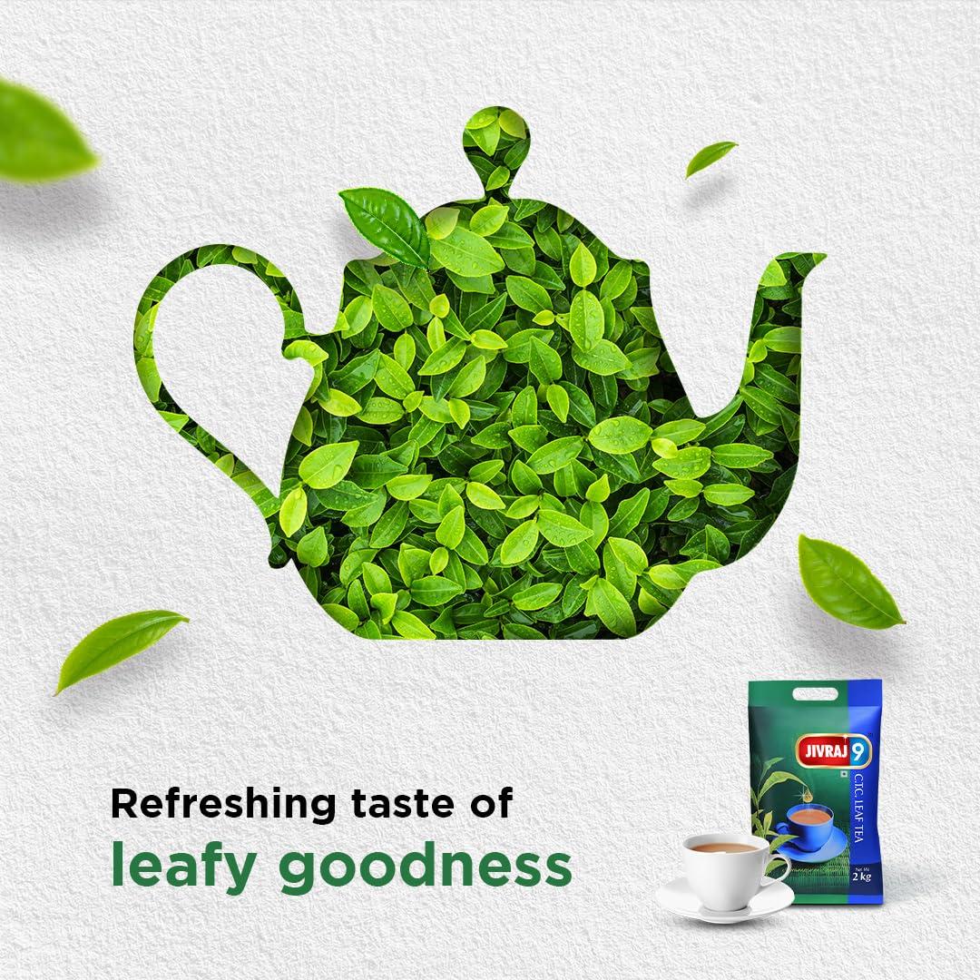 Jivraj 9 Jivraj 9 CTC Tea Leaf, Premium Assam Tea Leaves, Crush-Tear-Curl Tea Leaf Process, 2 Kg, Pack 1