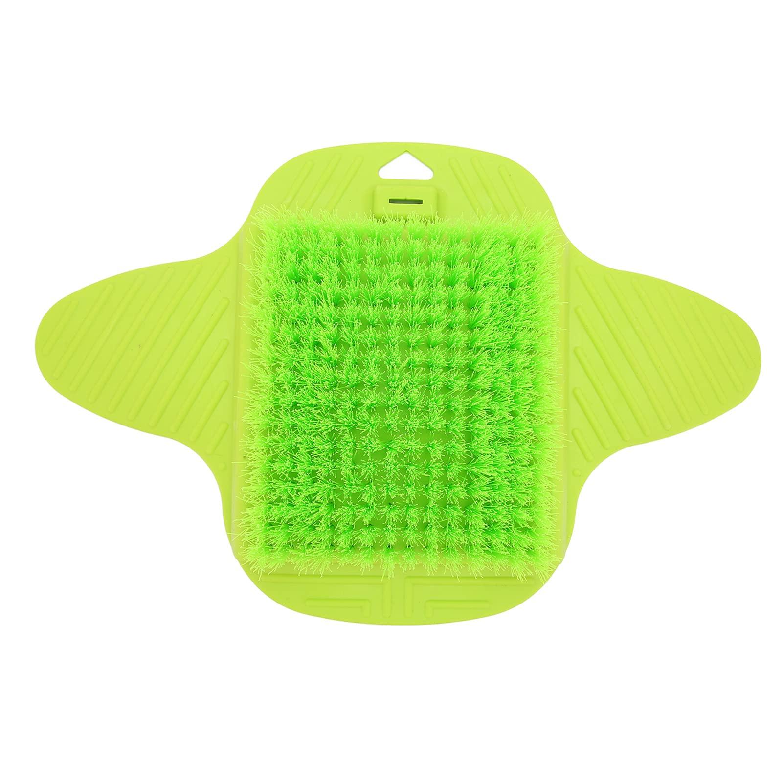 BUCS Shower Foot Scrubber, TPR Feet Cleaning Brush Soft Fine Bristles Hanging Hole Type Easy To Place for Hotel (Green)