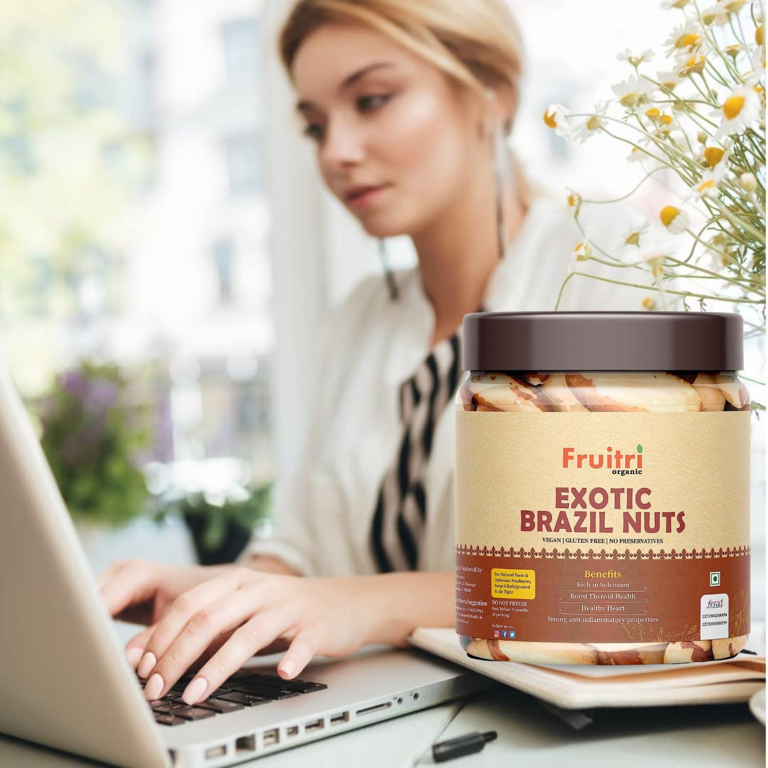 Fruitri Fruitri Premium Brazilian Nuts 100g, Rich in Selenium and Magnesium, Handpicked Exotic Brazil nuts dry fruits, Jar pack