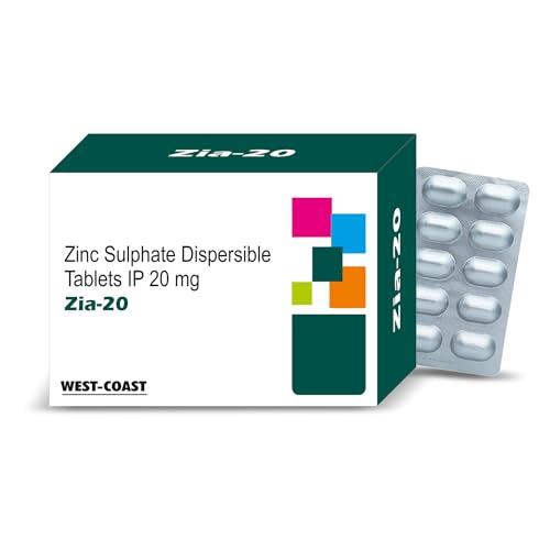 WESTCOAST WEST-COAST Zia-20 Zinc Sulphate 20mg 10x10 tablets for Zinc deficiency, enhanced Immune Support, Nutrient Absorption & Overall Wellness.