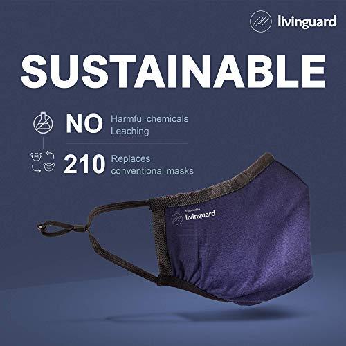Livinguard Livinguard Pro 100% Cotton 3 Layers Washable & Reusable Cloth Face Mask With Anti Microbial Properties for Unisex (Pack of 1, Bombay Blue, Without Valve, Medium)