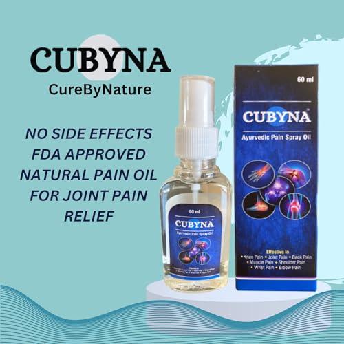 CUBYNA CUBYNA Natural Ayurvedic Pain Oil 60 ml Travel Pack (Spray Type) Blend of 14 Ayurvedic Herbs, Quick Absorption, 1 Pack = 1