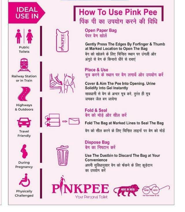 PINKPEE Pinkpee Disposable Urine Bag Pack of 35 - Personalized Hygienic Toilet Solution for Travel, Campers, and Bedridden Patients - Leak-proof, Odorless, Solidifies Instantly (Pack of 7)