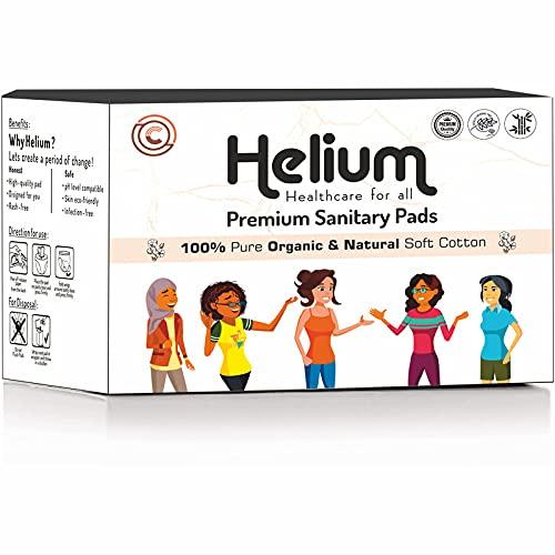 Helium Helium 100% Pure Organic & Naturally Soft Cotton Base Sanitary Pads For Women | Pack Of 25 Pads-XXL,330mm | Ultra-Thin Rash Free Natural Sanitary Napkins,Designed for Normal-Sensitive Skin
