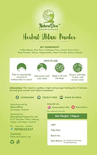 Natural Diva Natural Diva Combo Herbal Hair Removal Powder with Herbal Body Ubtan | Jasmine Flavour | Multani Mitti Based Waxing Powder | Instant Hair Remover |