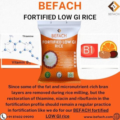 Befach 4x Befach Fortified Low GI Rice | Free of Pesticides, Non GMO, Certified Low GI & Low Sugar White Rice Perfect for Diet & Diabetic Patients | 4.5 kg (Pack of 3)