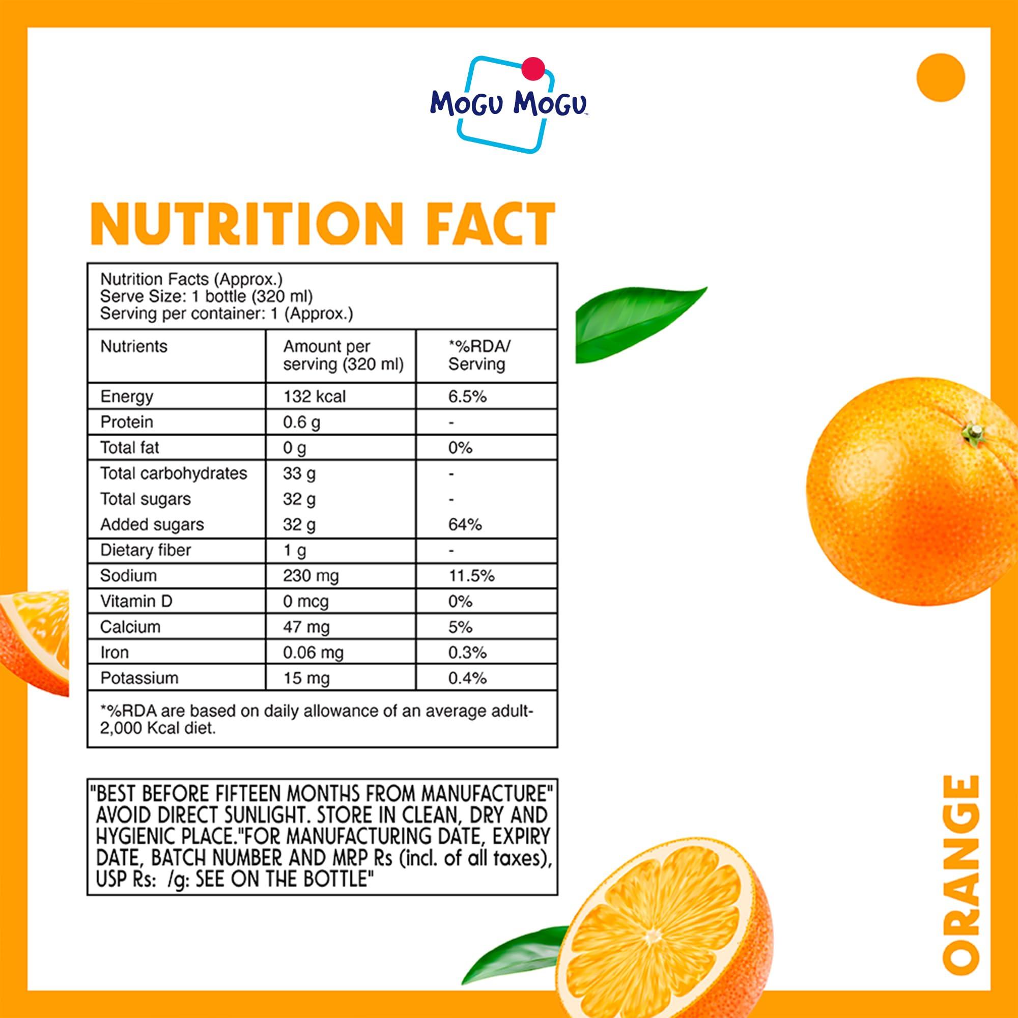 Mogu Mogu Mogu Mogu Orange and Lychee Juice 25% with NATA De Coco | Energy Booster Drink | Full of Fruit Fibres | No Added Preservatives and Colours - (Pack of 6, 300ml each)