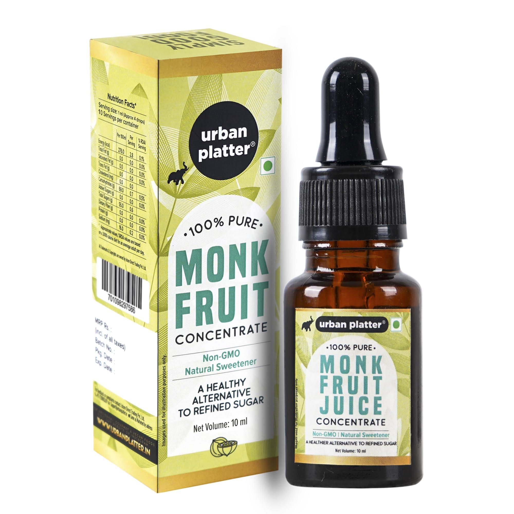 urban platter Urban Platter Monk Fruit Juice Concentrate, 10ml (100% Pure | Non-GMO | Natural Sweetener | Low GI | Smoothies, shakes, tea, breakfast cereals)