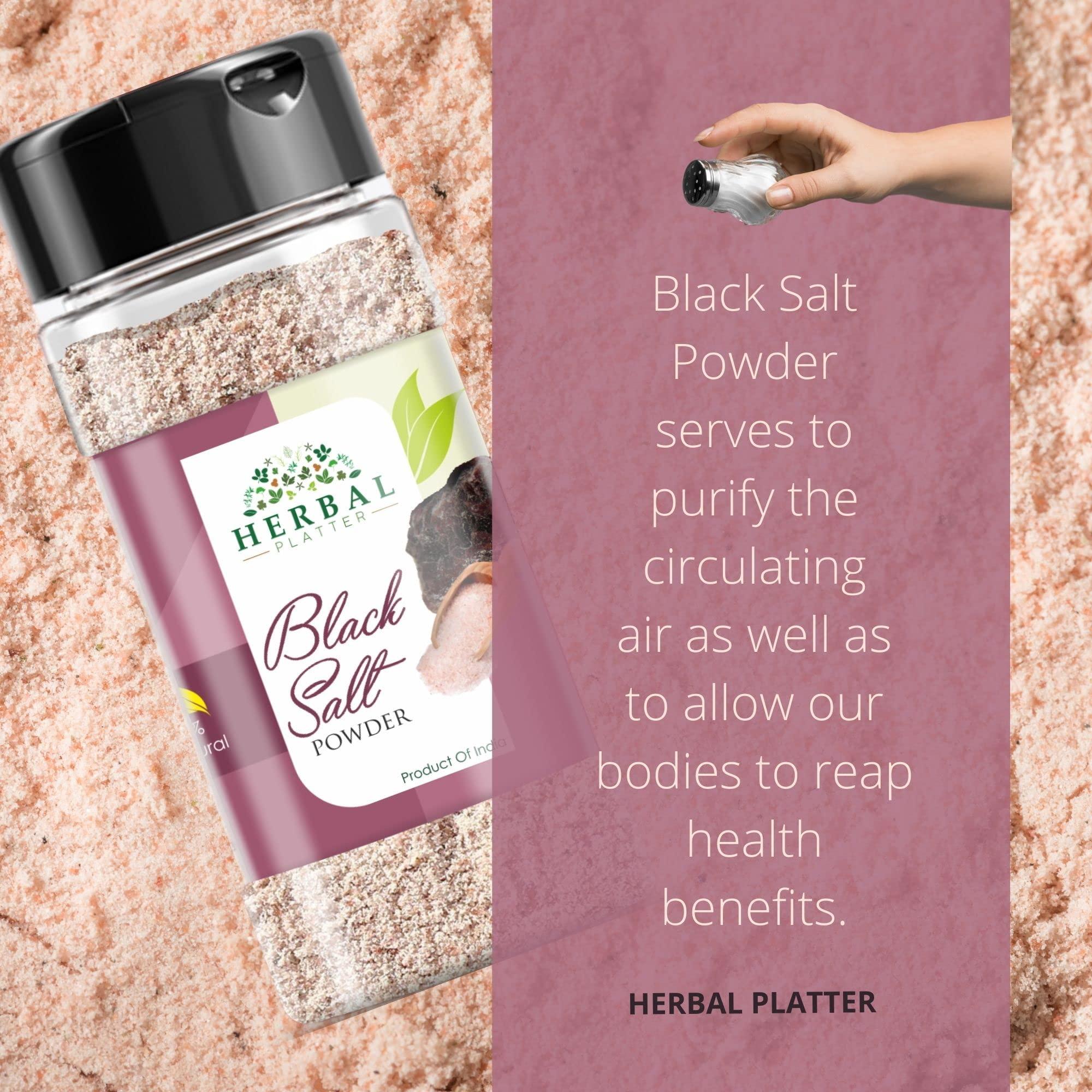 Herbal Platter Herbal Platter Himalayan Black Salt (Kala Namak) 100% Pure & Natural Rock Salt 100g Spice Jars with Sprinkler