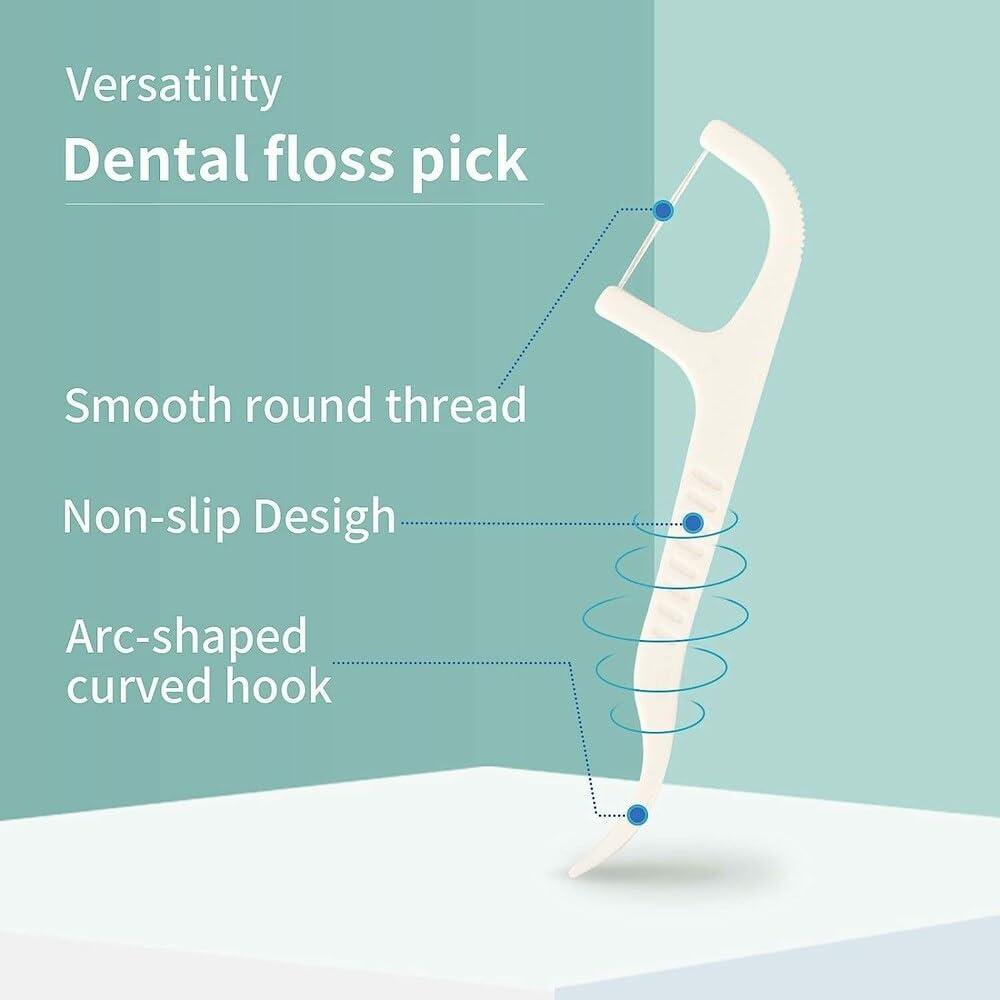 Jamboree!!! Jamboree!!! 3 in 1 Tooth Cleaning Fresh Dental Floss Toothpick Cleaners,Oral Care Plastic Disposable Teeth Flossing Thread Toothpicks Stick Set for Fresh, Healthy and Breath Gums(Pack of 100pcs)