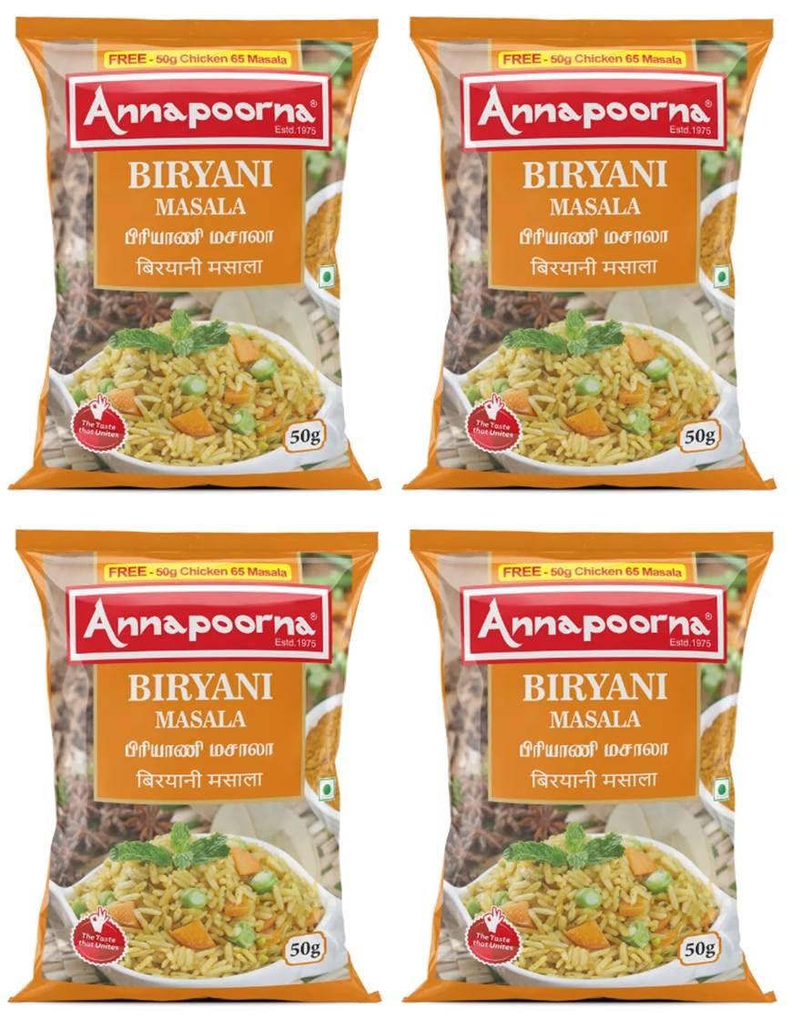 Generic ANNAPOORNA Briyani Masala 50 g | Pack of 4 | Total 200 g | The Taste that Unites | Handpicked Taste of Homemade Spice Products Since 1975
