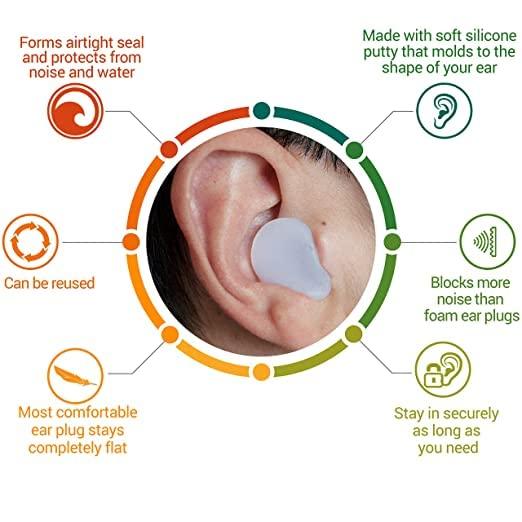 James International 1 Pair Earplugs Soft Silicone Swimming Ear Plugs for Adults Kids Reusable Unisex Waterproof Spiral Swimming Diving Molded Professional Soft Flexible Showering Surfing Swim Earplugs (White)