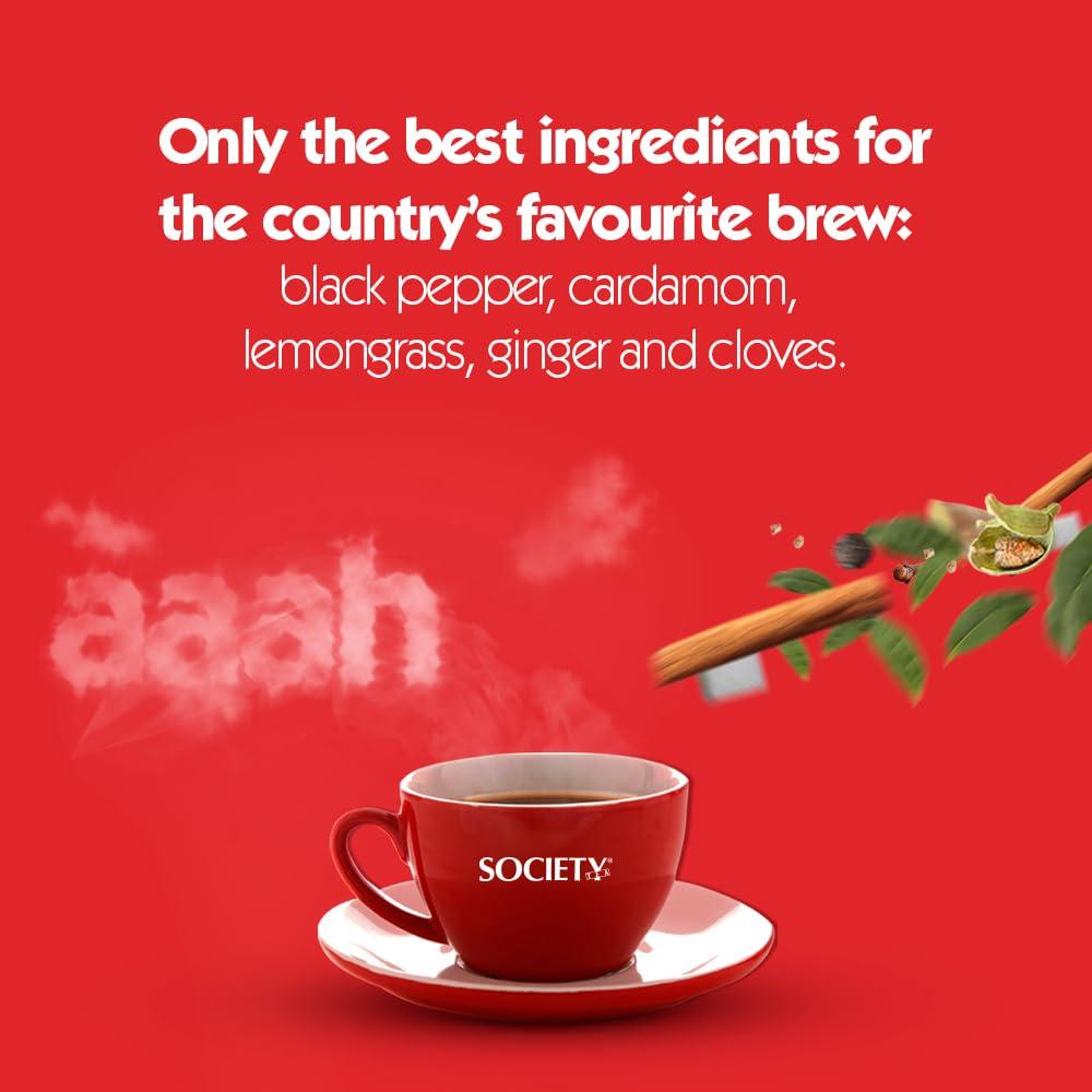 SOCIETY Society Tea Masala Chai|500 Gram Pouch|100% Assam|Pack Of 3|Enriched With Cardamom Ginger Cloves Black Pepper, Lemongrass|Home Made|Refreshing|All Natural Ingredients|No Preservatives