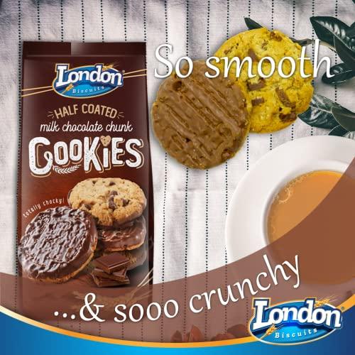 London Biscuits London Biscuits Half Coated Milk Chocolate Chunk Cookies, 5.2 oz / 160 g
