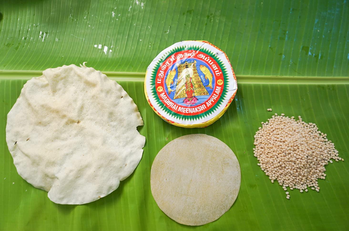 MADURAI MEENAKSHI Madurai Meenakshi Appalam Papad |300g x Pack of 2 ( No-02)-Traditional Homemade / Papad/ Appalam /Papad Plain Indian Papad /Madurai Happala South Indian Papad Papadam Snack for Meals