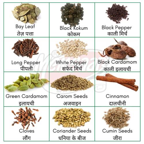 Memsaab Memsaab Set of 23 Genuine Aromatic Whole Spices Garam Masala Combo 1.23 kg Sabut Masala with FREE CONTAINER | Khada Masala | Cardamom, Kasuri Methi, Cinnamon, Jeera, Dry Ginger, Mustard, Kokam & More