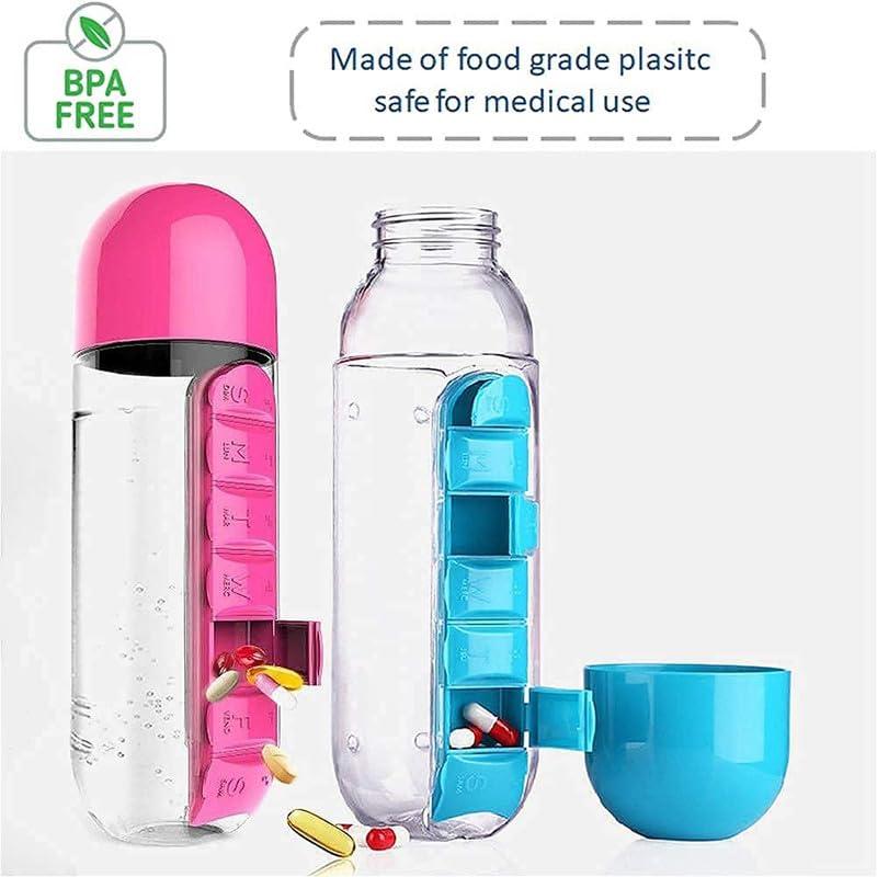 PARVY PARVY Water Bottle With Tablets Storage, Tablet Water Bottle, Pill Box Organizer with Water Bottle, Medicine Storage Box and Water Bottle Combination for Outdoor, Gym, Travel(1 Pcs/Multicolor)
