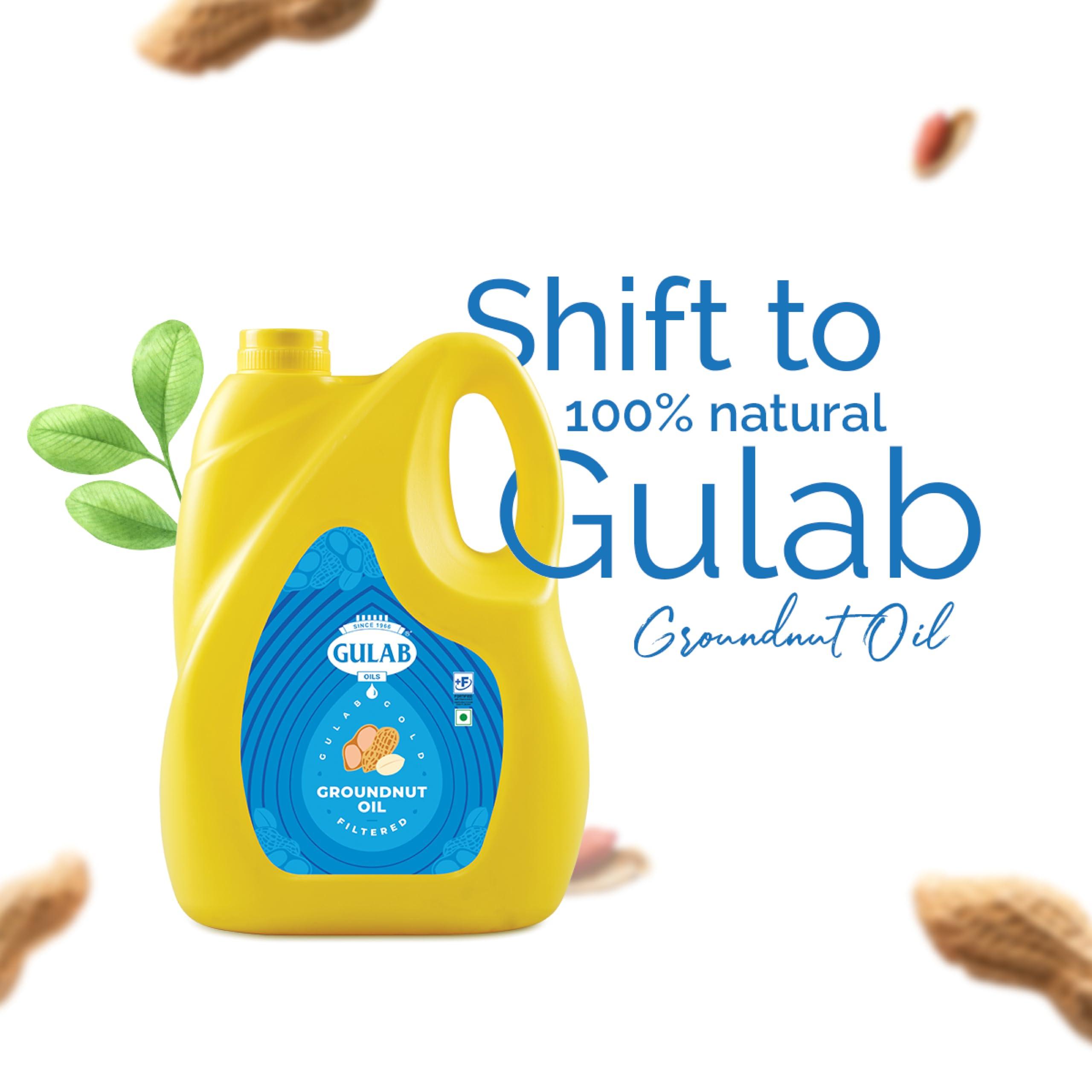 GULAB Gulab Gold 100% Pure Double Filtered Groundnut Oil (5 Ltr)