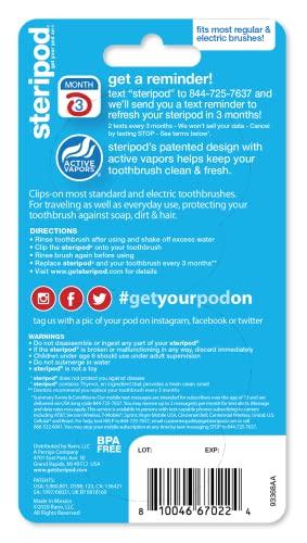 Steripod Steripod Clip-On Toothbrush Protector, Green and Blue, 2 Count