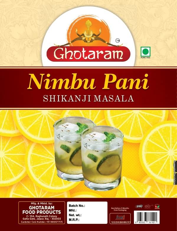 GHOTARAM Ghotaram Pahari Nimbu Pani/Shikanji Masala/India\'s Popular Summertime Drink Masala Shikanji/Limbu sarbat/Nimbu Pani/Lemon Water/Lemon Soda Masala Natural And Fresh Authentic-480Gx2Pk