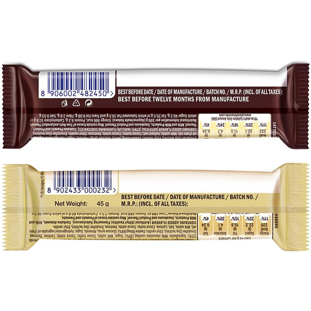 Snickers Snickers Peanut Filled & Almond Filled Chocolate Bars, Contains Soft Nougat & Caramel Chocolates, 45 G (Pack of 12), 576 Gram