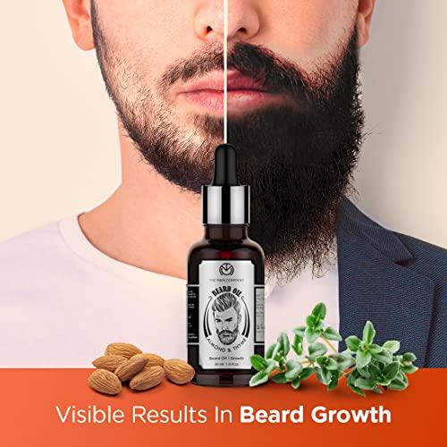 The Man Company The Man Company Beard Oil for Growing Beard Faster with Almond & Thyme, 100% NATURAL, Best Beard Growth Oil for Men, Nourishes & Strengthens Uneven Patchy Beard - 30ML