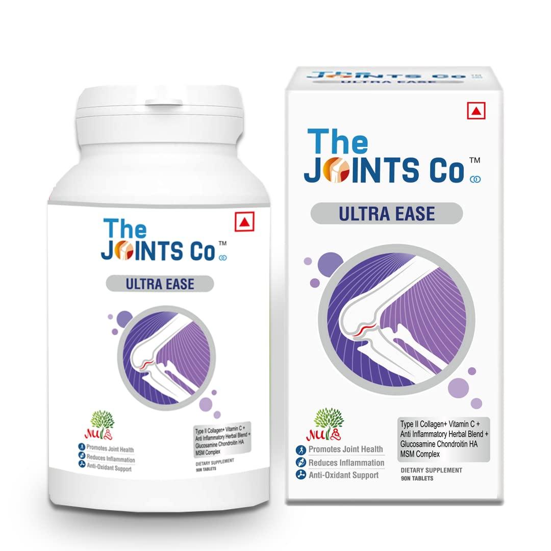 The JOINTS Co The Joints Co Ultra Ease with Type II Collagen, Bones & Joint Support Supplement Glucosamine Chondroitin MSM HA Complex & Herbal Blend for Joints, Bones & Cartilage Wellness - 90 Tablet (Pack Of 1)