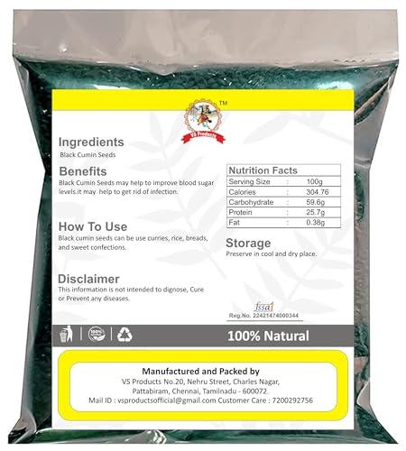 VS Products VS Products Black Cumin Seeds, 250g, Karunjeeragam Seeds, Kala Jeera, Kalonji Seeds, Nigella Seeds, Black Seeds, (Packof2X100g, Pack of 1 x 50g)