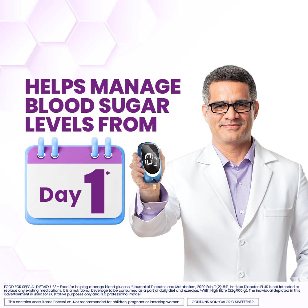 Horlicks Horlicks Diabetes Plus, Vanilla, 1kg Container | Helps Manage Blood Sugar From Day 1