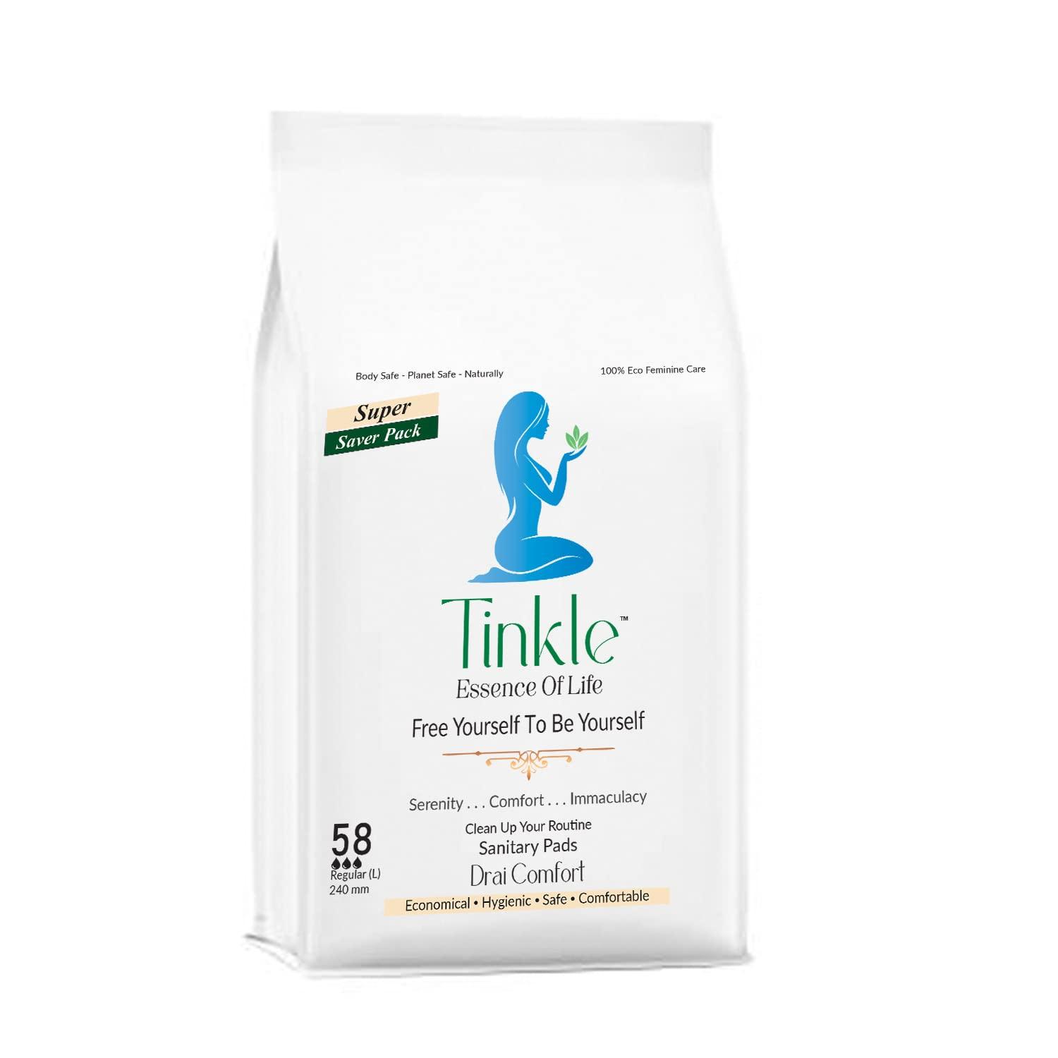 Tinkle Tinkle (Drai-Comfort) Mini Sanitary Pads for Girls, Beginners, Teenager, Women, | Thick Panty Liners Pads with Wings | Small Pads for Women Last Day Periods | First Period Pads for Teen Girls | Dry Cover Teen Pads for Periods | Rash Free Pads for Tee